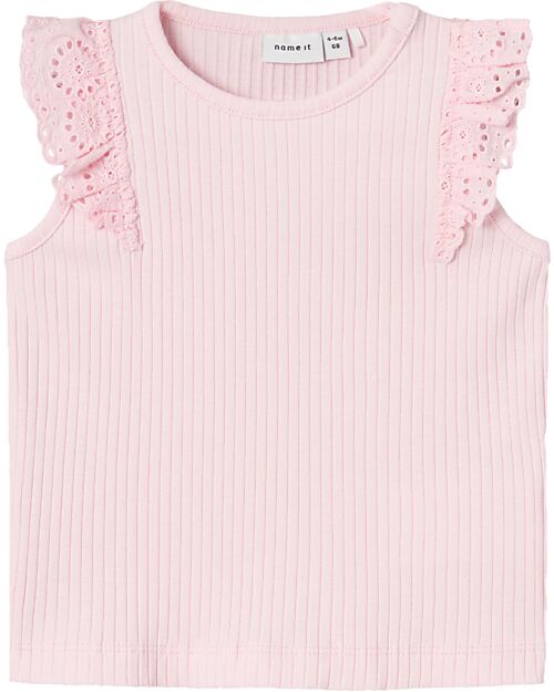 Name it Canotta con Volant - Parfait Rosa - Cotone Bio Tank Tops