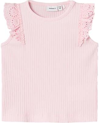 Name it Canotta con Volant - Parfait Rosa - Cotone Bio Tank Tops