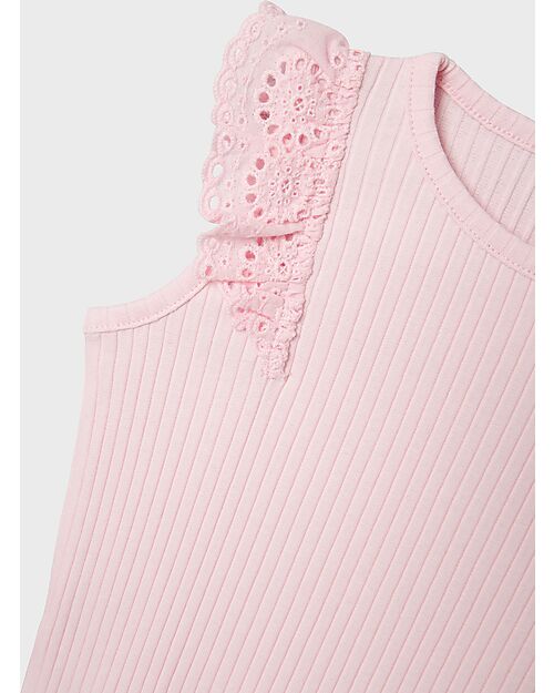 Name it Canotta con Volant - Parfait Rosa - Cotone Bio Tank Tops