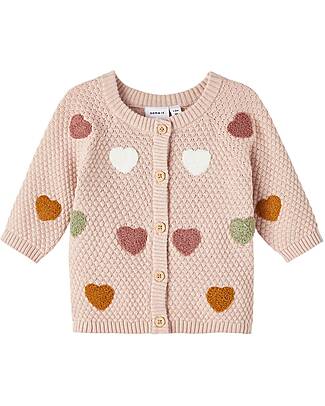 Name it Cardigan - Rose Smoke - Hearts - 100% Organic Cotton Cardigans