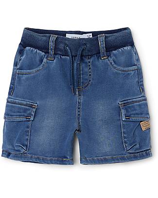 Name it Cargo Denim Shorts - Medium Blue - with Adjustable Waist Jeans