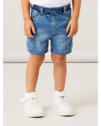 Name it Cargo Denim Shorts - Medium Blue - with Adjustable Waist Jeans