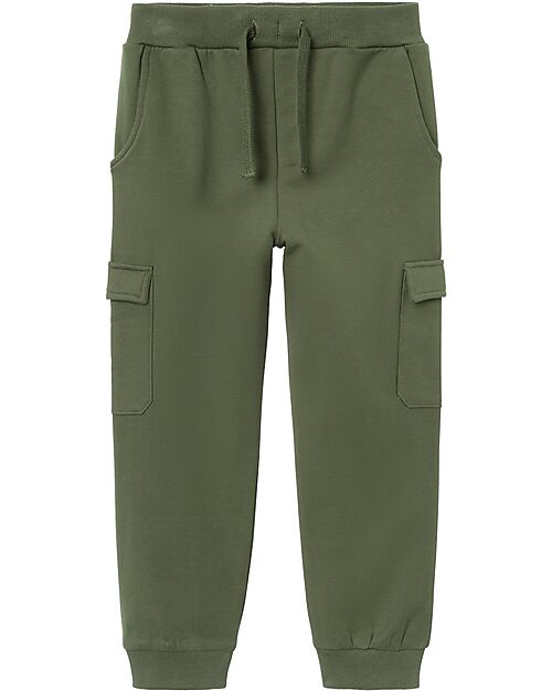 Name it Cargo Tracksuit Pants - with Side Pockets - Rifle Green - Cotton Trousers
