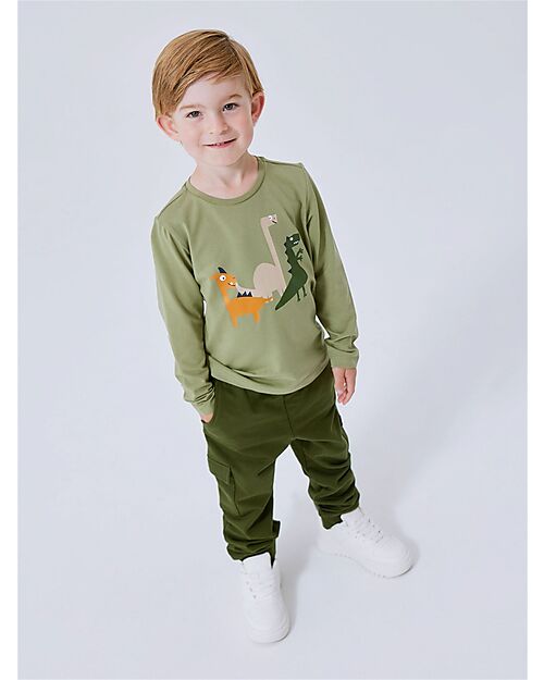 Name it Cargo Tracksuit Pants - with Side Pockets - Rifle Green - Cotton Trousers
