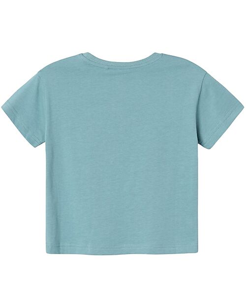 Name it Crocodile Print T-Shirt - Mineral Blue - 100% Cotton - Front Pocket T-shirts