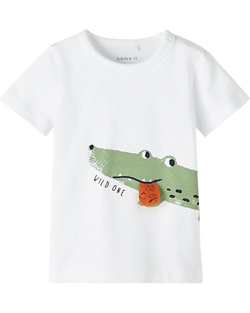 Name it Crocodile T-Shirt - Bright White - Organic Cotton T-shirts
