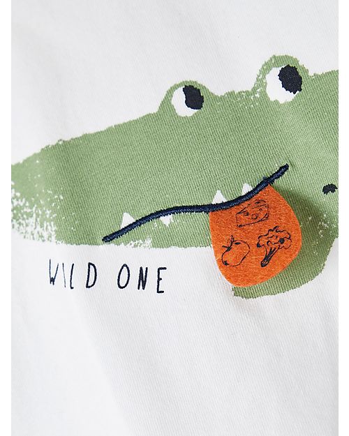 Name it Crocodile T-Shirt - Bright White - Organic Cotton T-shirts