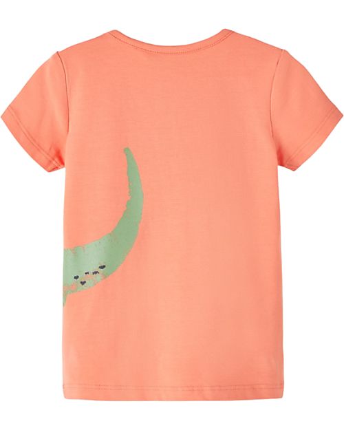Name it Crocodile T-Shirt - Coral - Organic Cotton T-shirts