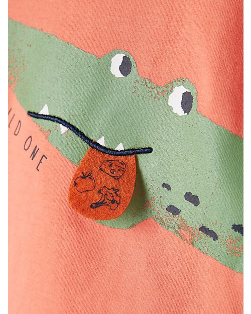 Name it Crocodile T-Shirt - Coral - Organic Cotton T-shirts