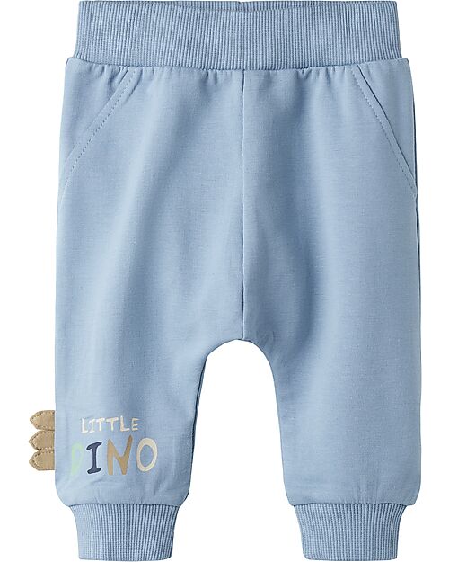 Name it Dinosaur Long Trousers - Light Blue - Organic Cotton Trousers