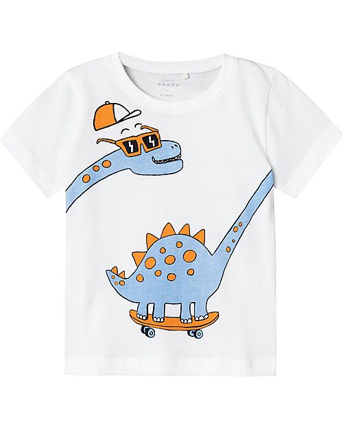 Name it Dinosaur Print T-Shirt - Bright White - 100% Cotton T-shirts