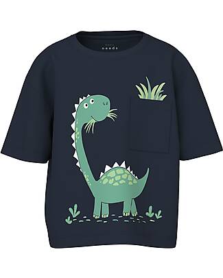 Name it Dinosaur Short Sleeve Sweater - Blue - Organic Cotton T-shirts