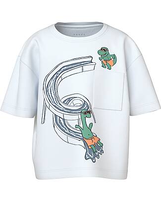 Name it Dinosaur Short Sleeve Sweater - White - Organic Cotton T-shirts