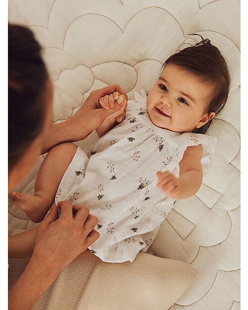 Name it Dress with Ruffles - Bees Pattern - Bright White - 100% Cotton Dresses_