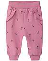 Name it Elastic Waist Pants with Floral Print - Light Beige Melange - Organic Cotton Leggings