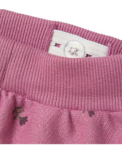 Name it Elastic Waist Pants with Floral Print - Light Beige Melange - Organic Cotton Leggings