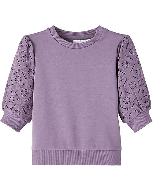Name it Embroidered Sweatshirt - Purple Sage - Organic Cotton Sweatshirts
