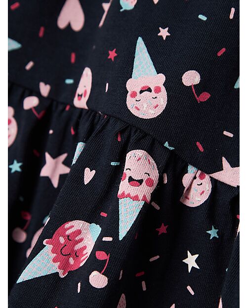 Name it Flounced Dress - Dark Sapphire - Ice Cream - 100% Cotton Dresses_