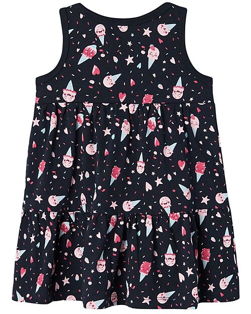 Name it Flounced Dress - Dark Sapphire - Ice Cream - 100% Cotton Dresses_
