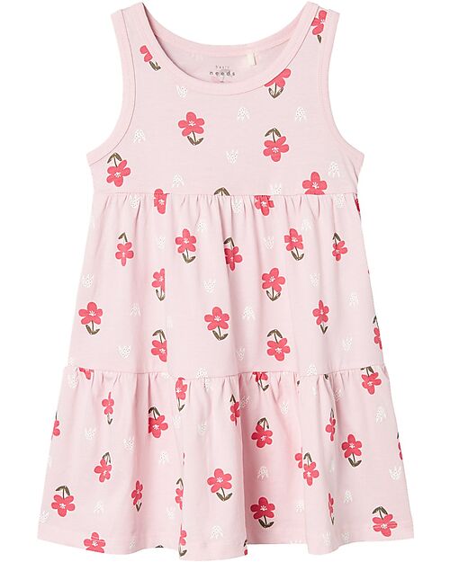 Name it Flounced Dress - Parfait Pink - Flowers - 100% Cotton Dresses_