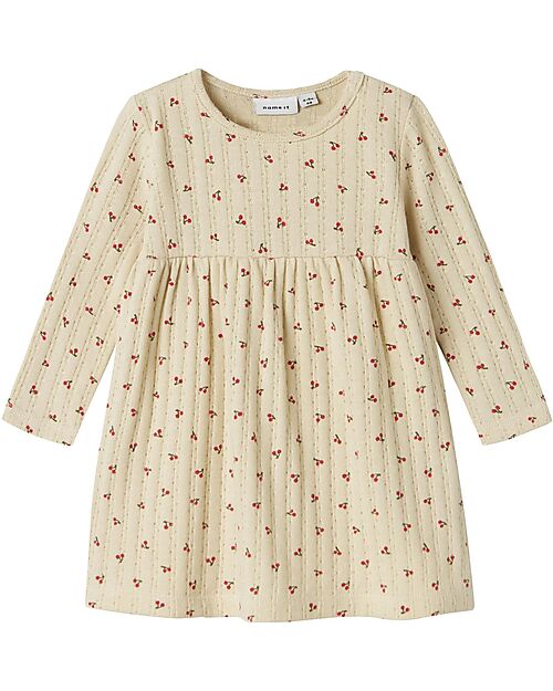 Name it Flounced Dress - Summer Sand - Cherry - Cotton Dresses_