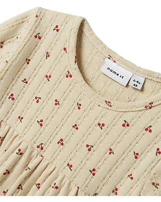 Name it Flounced Dress - Summer Sand - Cherry - Cotton Dresses_