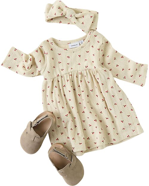 Name it Flounced Dress - Summer Sand - Cherry - Cotton Dresses_