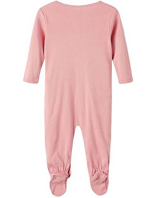 Name it Footed Long-Sleeved Romper 2 Packs - Pink with Heart/White with Flowers Pattern - Organic Cotton Babygrows