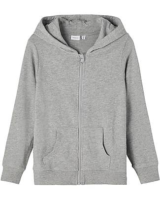 Name it Hooded Sweat Cardigan - Grey Melange - Organic Cotton Sweatshirts