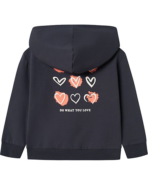 Name it Hooded Sweat Cardigan with Zip - Black - Heart - Organic Cotton Sweatshirts