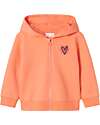 Name it Hooded Sweat Cardigan with Zip - Coral - Heart - Organic Cotton Sweatshirts