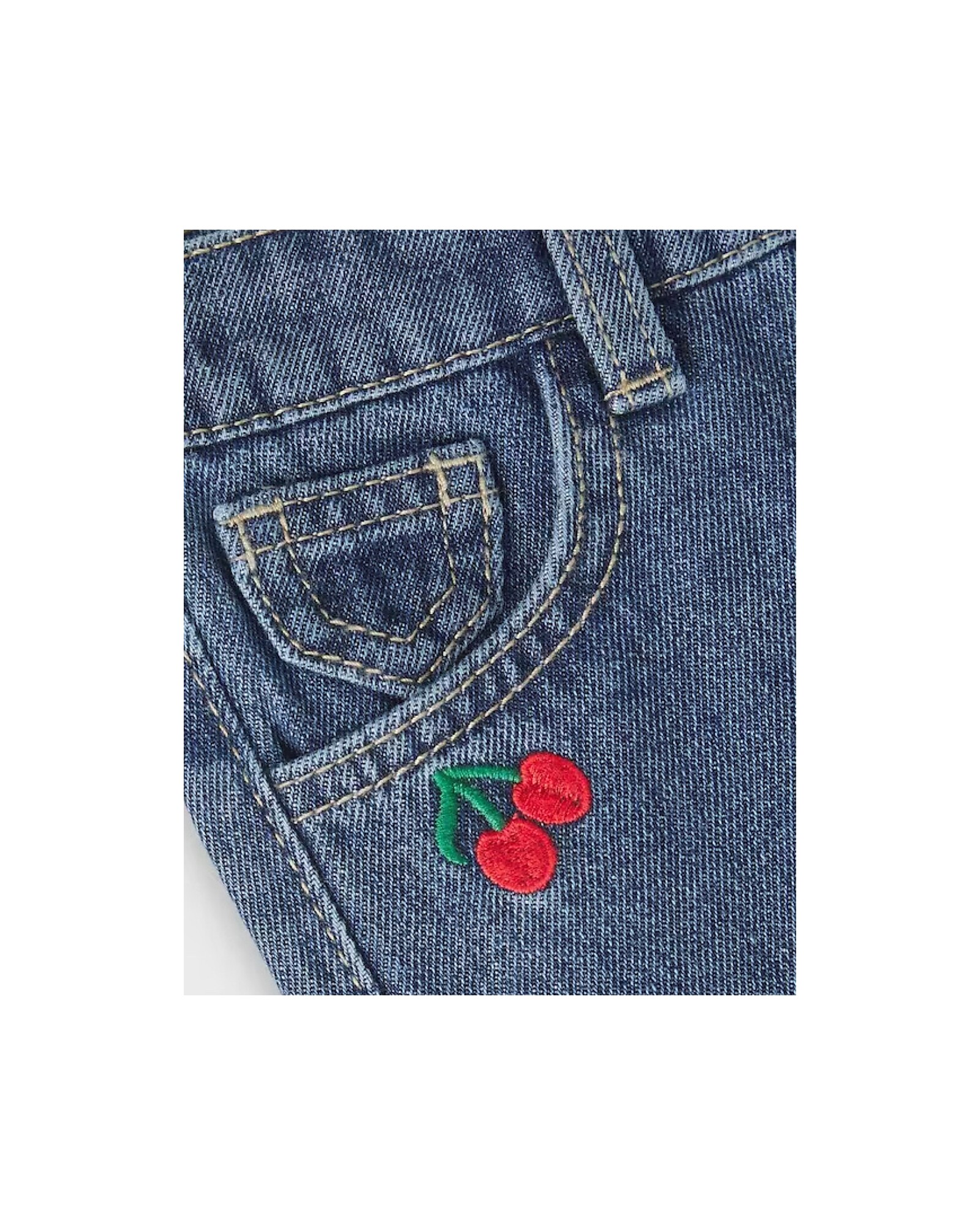 Name Jeans - Dark Blue Denim - Cherries - with Snap Button unisex (bambini)