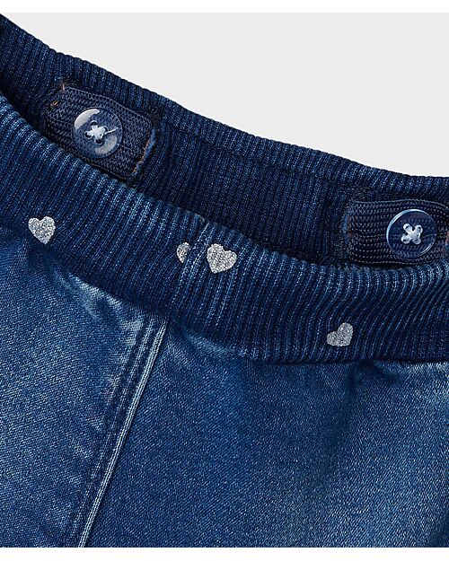 Name it Jeans with Drawstring - Medium Blue Denim - Hearts - Organic Cotton Jeans