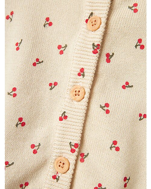 Name it Knitted Cardigan - Beige - Cherries - 100% Organic Cotton Cardigans