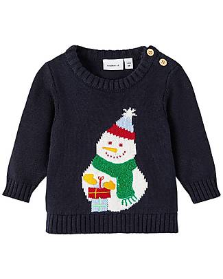 Name it Knitted Christmas Pullover - Dark Sapphire - 100% Organic Cotton Jumpers