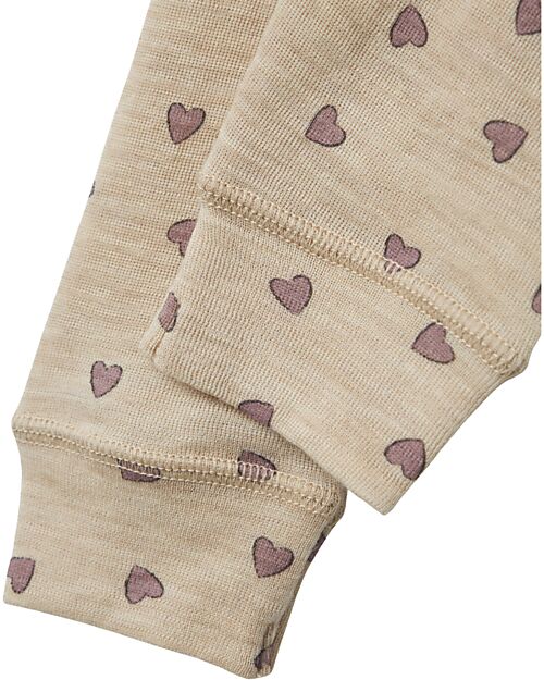 Name it Leggings - Beige - Hearts - 100% Merino Wool - with Elastic Waistband Leggings