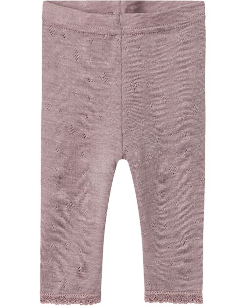 Name it Leggings - Purple Dove - 100% Merino Wool - with Elastic Waistband Leggings