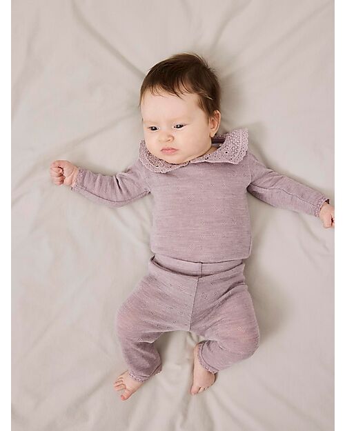 Name it Leggings - Purple Dove - 100% Merino Wool - with Elastic Waistband Leggings