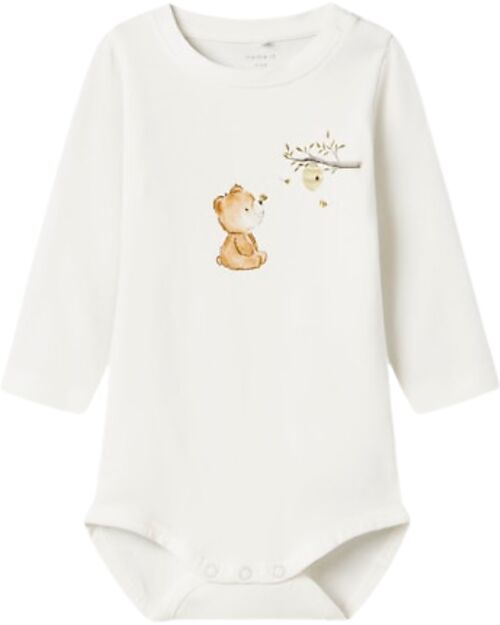 Name it Long-Sleeve Printed Body - Cloud Dancer - Organic Cotton Long Sleeves Bodies