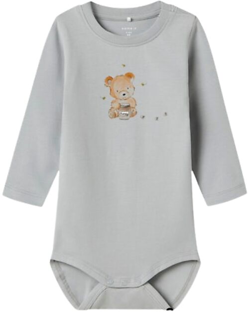Name it Long-Sleeve Printed Body - Quarry - Organic Cotton Long Sleeves Bodies