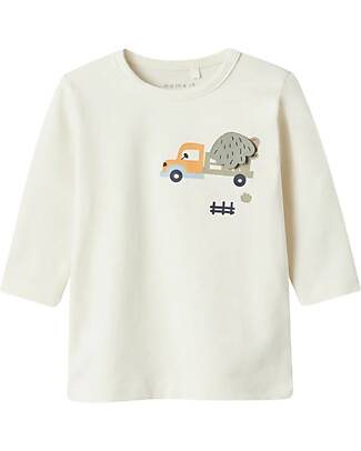 Name it Long-Sleeve Shirt with Front Print - Cloud Dancer - Organic Cotton Long Sleeves Tops
