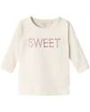 Name it Long-Sleeve Shirt with 'Sweet' Front Print - Cream - Organic Cotton and Eco Treatment Long Sleeves Tops