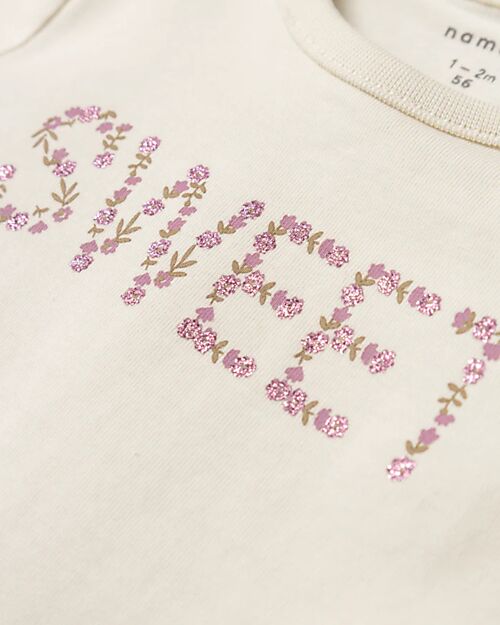 Name it Long-Sleeve Shirt with 'Sweet' Front Print - Cream - Organic Cotton and Eco Treatment Long Sleeves Tops