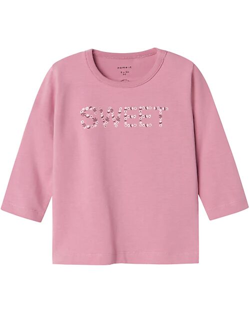 Name it Long-Sleeve Shirt with 'Sweet' Front Print - Cream - Organic Cotton and Eco Treatment Long Sleeves Tops