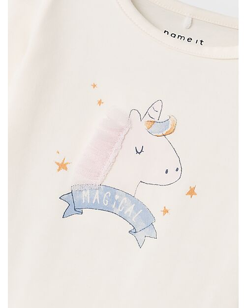 Name it Long-Sleeve Shirt with Unicorn Print - Cream - Organic Cotton Long Sleeves Tops