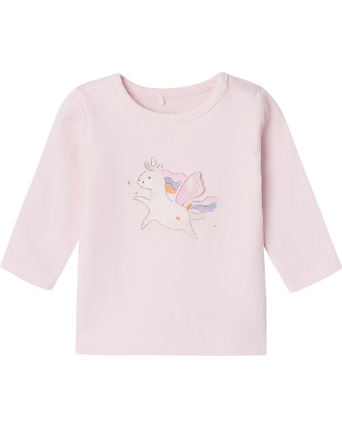 Name it Long-Sleeve Shirt with Unicorn Print - Mauve - Organic Cotton Long Sleeves Tops