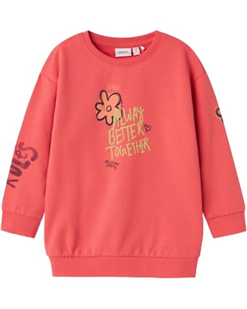 Name it Long-Sleeve T-Shirt with Front Print - Coral Pink - Made with Organic Cotton Sweatshirts
