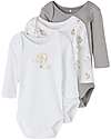 Name it Long-Sleeved Bodysuit 3 Packs - White Single Hot-Air Baloon/Grey/White Hot-Air Baloons - Organic Cotton Long Sleeves Bodies