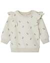 Name it Long-Sleeved Sweatshirt with Ruched Shoulders - Light Beige with Floral Print - Organic Cotton Sweatshirts