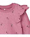 Name it Long-Sleeved Sweatshirt with Ruched Shoulders - Mauve with Floral Print - Organic Cotton Sweatshirts